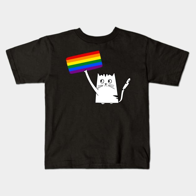 Cat Support LGBT Flag Pride Month Kids T-Shirt by Freeman Thompson Weiner